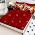 Lenjerie pat dublu cu Elastic,  FINET, 5D Digital Print, Craciun, Rosu, Galben, Sania cu Mos Craciun [2]