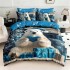 Lenjerie pat dublu cu Elastic,  FINET, 5D Digital Print, Craciun, Albastru, Ursul Polar [4]