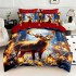 Lenjerie pat dublu cu Elastic,  FINET, 5D Digital Print, Craciun, Rosu, Albastru, renul regal [4]