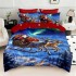 Lenjerie pat dublu cu Elastic,  FINET, 5D Digital Print, Craciun, Rosu, Albastru, Mos Craciun si Aurora Boreala [4]