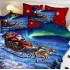 Lenjerie pat dublu cu Elastic,  FINET, 5D Digital Print, Craciun, Rosu, Albastru, Mos Craciun si Aurora Boreala [3]