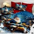 Lenjerie pat dublu cu Elastic,  FINET, 5D Digital Print, Craciun, Rosu, Albastru, Mos Craciun in padure [3]