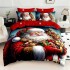 Lenjerie pat dublu cu Elastic,  FINET, 5D Digital Print, Craciun, Rosu, Albastru, Mos Craciun clasic [4]