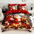 Lenjerie pat dublu cu Elastic,  FINET, 5D Digital Print, Craciun, Rosu, Albastru, Mos Craciun elegant [4]