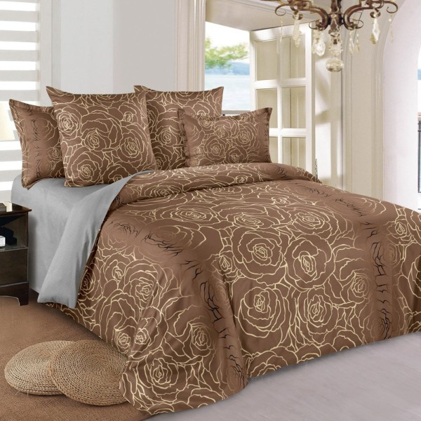 Lenjerie pat dublu (140x200cm, 160x200cm, 180x200cm), FINET, 6 piese, Maro, elegant [1]