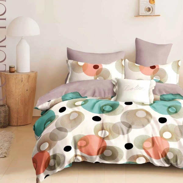 Lenjerie pat dublu (140x200cm, 160x200cm, 180x200cm), FINET, 6 piese, Crem, Bej, buline [1]