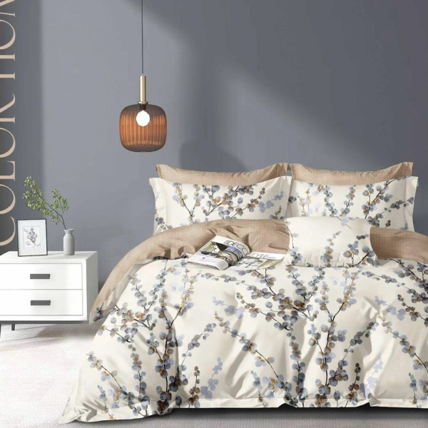 Lenjerie pat dublu (140x200cm, 160x200cm, 180x200cm), FINET, 6 piese, Crem, crengute [1]