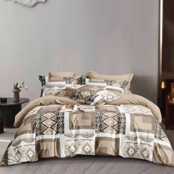 Lenjerie pat dublu (140x200cm, 160x200cm, 180x200cm), FINET, 6 piese, Bej, elegant [1]