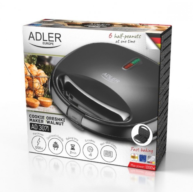 Adler AD 3071 Prajitor de prajituri electric pentru prajituri cu alune 12 buc 1400W