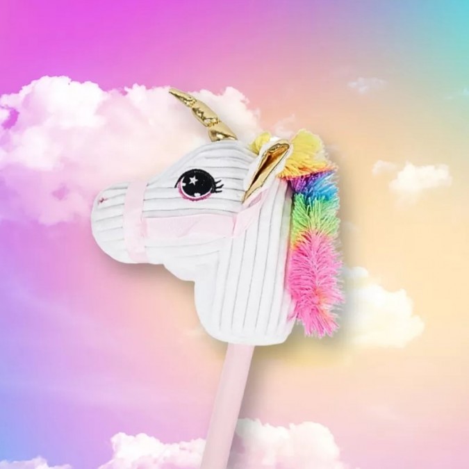 Cap de unicorn Hobby Horse pe băț de pluș 78 cm