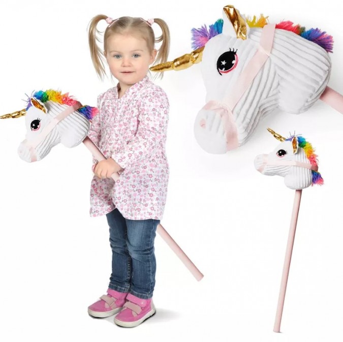 Cap de unicorn Hobby Horse pe băț de pluș 78 cm