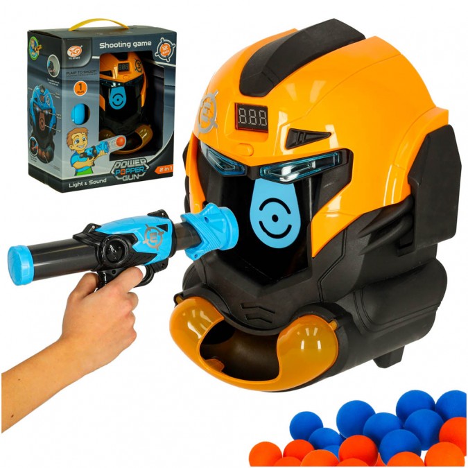 Țintă de fotografiere robot cap arcade joc de joc set de arme + bile