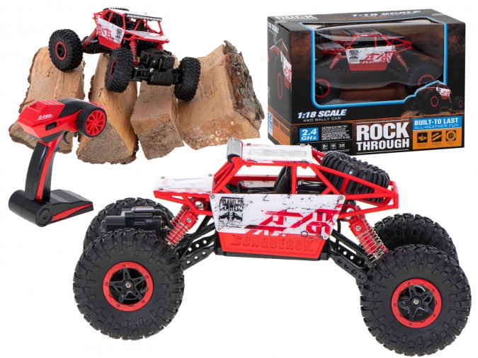 Mașina RC Rock Crawler HB 2.4GHz scara 1:18 rosie