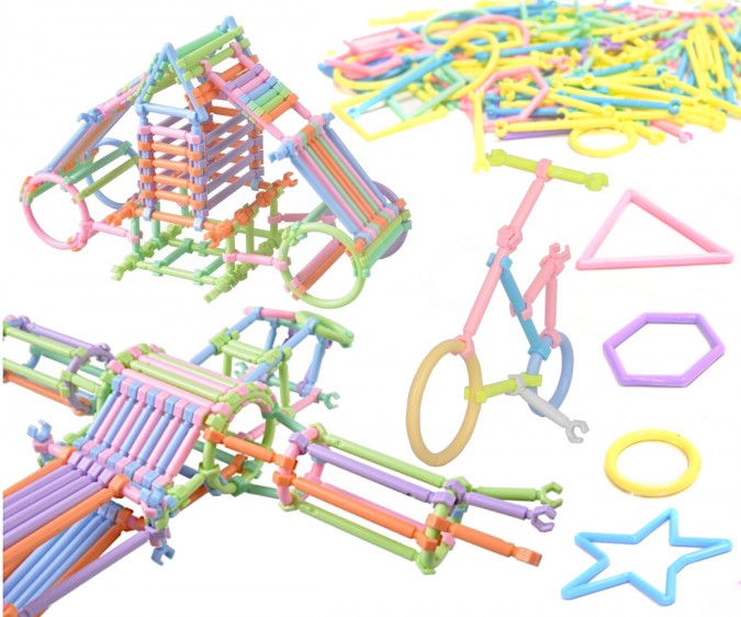 Set blocuri de constructie, bastoane creative, diverse culori, 1000 elemente