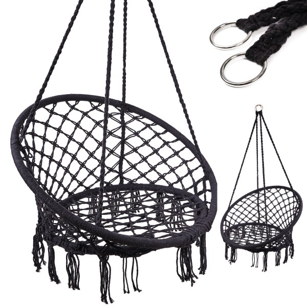 Cuib de barza fotoliu balansoar cu spatar negru 80cm [1]