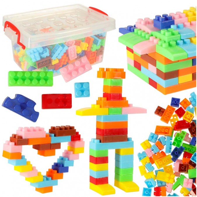 Caramizi pentru construit multicolore din plastic 240 piese