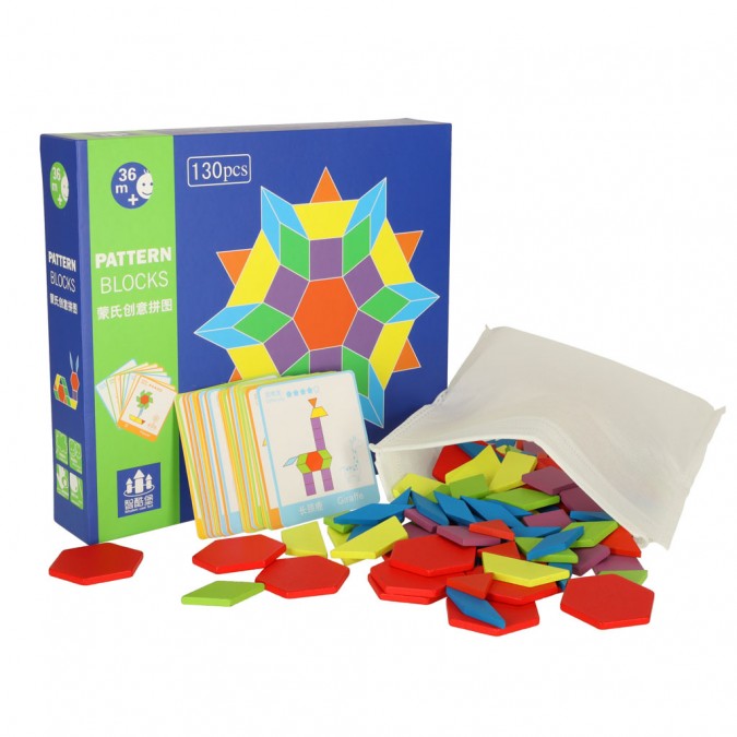 Montessori puzzle din lemn cu forme din lemn 155el.