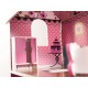 Casa de papuși din lemn MDF + mobilier 70cm roz LED roz
