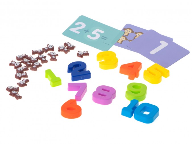 Balanta educationala pentru invatarea numerelor, Model maimuta, Plastic, +3 ani, 34.5x9.5x17 cm, Multicolor