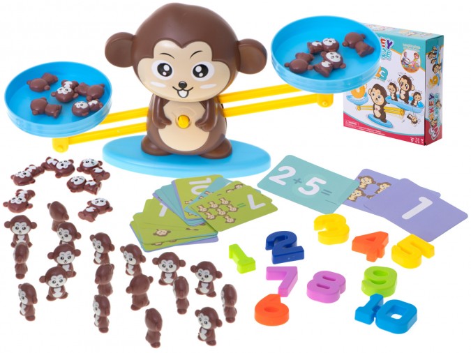 Balanta educationala pentru invatarea numerelor Model maimuta Plastic +3 ani 34.5x9.5x17 cm Multicolor
