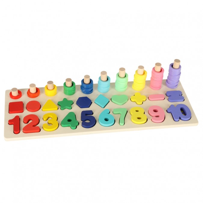 Sorter de numere din lemn Montessori 3in1 13x36cm