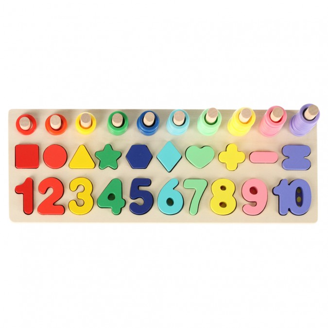 Sorter de numere din lemn Montessori 3in1 13x36cm