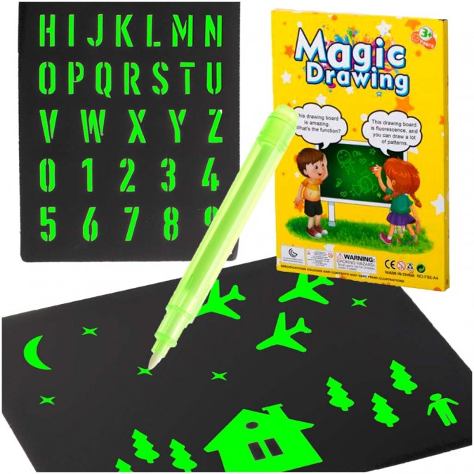 Set creativ cu placi de desen cu stilou uv cu lumina magica