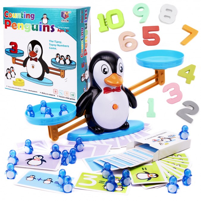 Balanta educationala pentru invatarea numerelor Model pinguin Plastic +3 ani 34.5x9.5x17 cm Multicolor