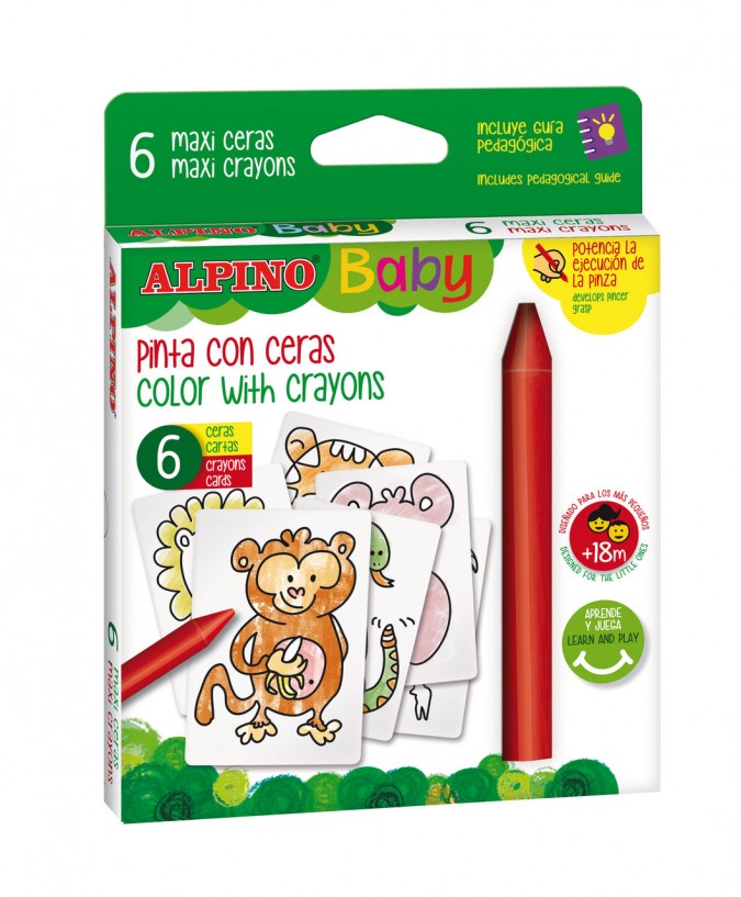 Creioane de ceară ,groase, 6 culori + cărți jungla