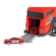 Camion de transport TIR 2in1 parcare garaj de pompieri + 3 mașini roșu