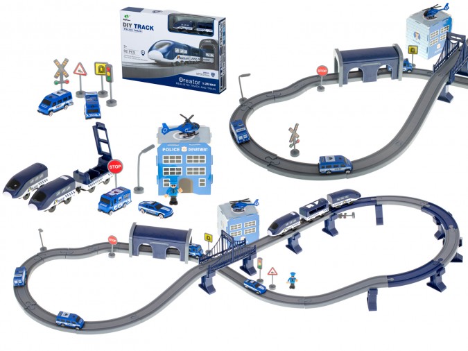 Tren electric de politie cu vagoane 300 cm 92 elemente