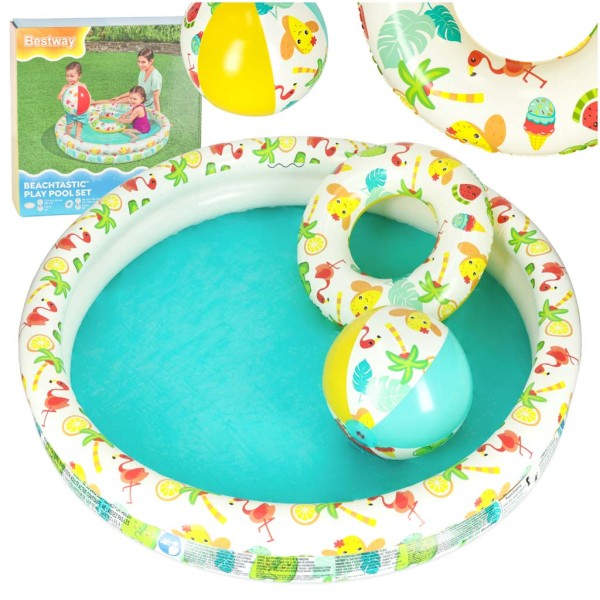 Set 3 piese Piscina gonflabila colac si minge Multicolor 122 cm [1]