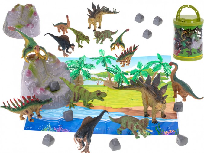 Figurine animale dinozauri 7pcs + set de covorașe și accesorii