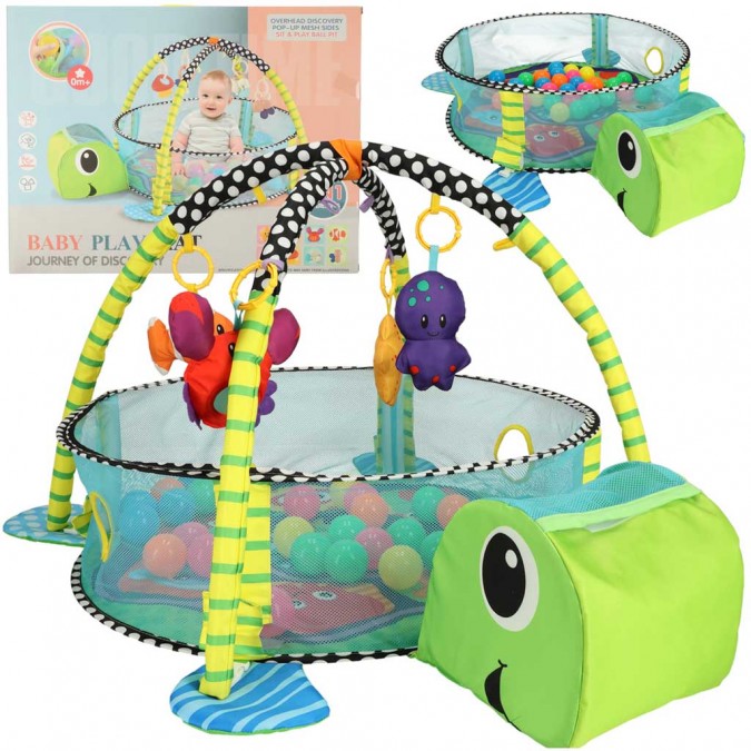 Covoraș educațional 3în1 Turtle Playpen Large 0+ 30 bile