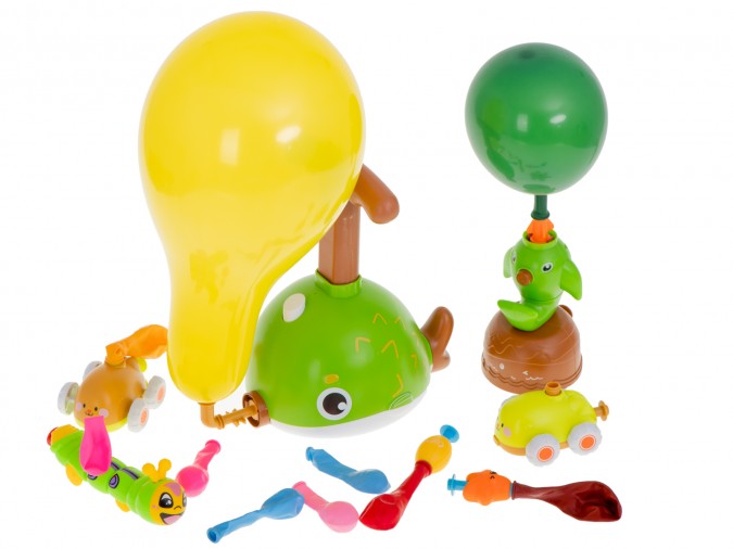 Set masinute zburatoare, lansator baloane,  include 2 masinute si 10 baloane