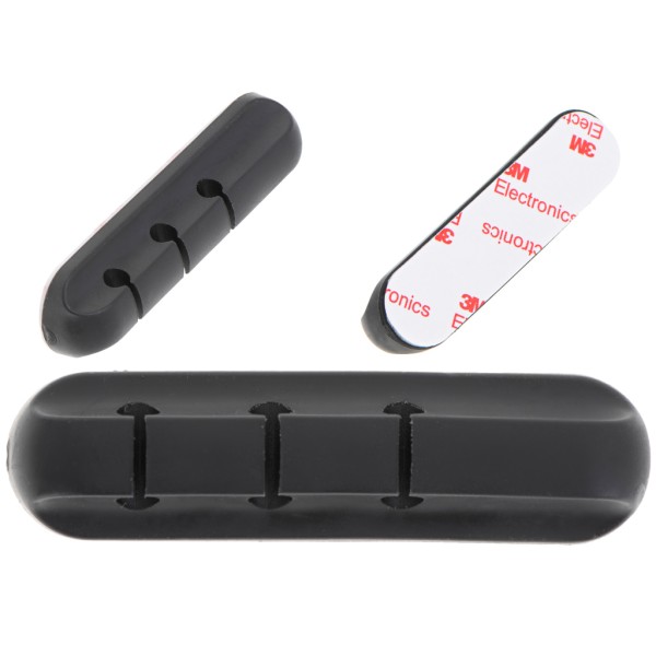 Organizator cabluri, autoadeziv, silicon, negru [1]