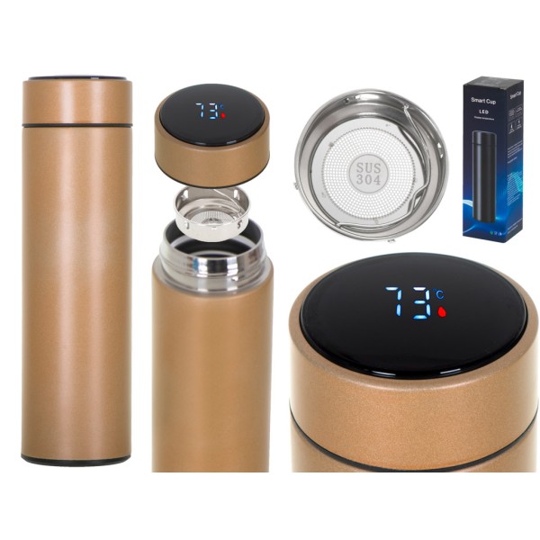 Cana termos smart LED 500ml, auriu, cu afisaj temperatura [1]