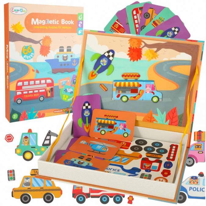 Puzzle magnetic cu mijloace de transport