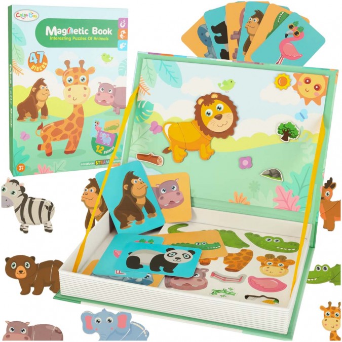 Puzzle magnetic cu animale 47 piese