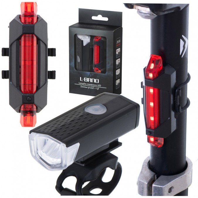 Lampa LED de bicicleta spate-fața set USB