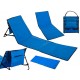 Saltea de plajă cu spătar pliabil, albastra, 150 x 47 x 48cm