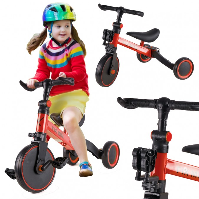 Tricicleta Trike Fix Mini 3 in 1 cu pedale rosie