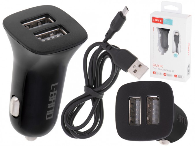 Incarcator auto dual usb negru