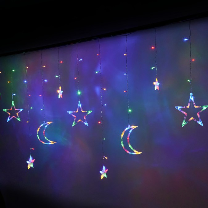 Instalatie cu leduri, plasa stele, 2.5 m, 138 led-uri multicolore