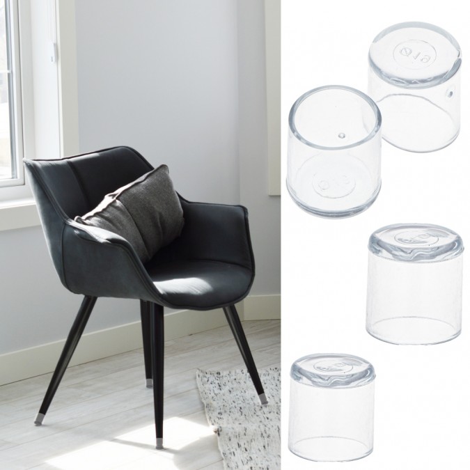 Capace pentru picioare scaune, transparente, 19 mm