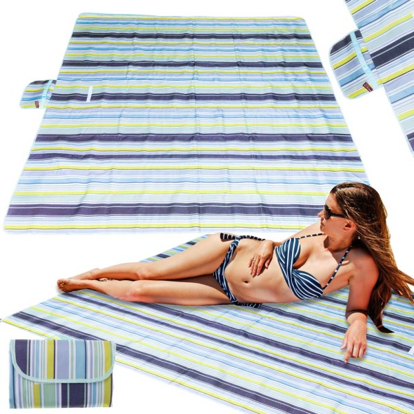 Covor de plaja patura de picnic pe plaja 200x200cm albastru [1]