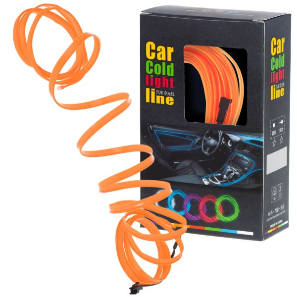 Kit iluminare ambientala LED auto, ZakupyTV, 12V, 3 m, Portocaliu [1]