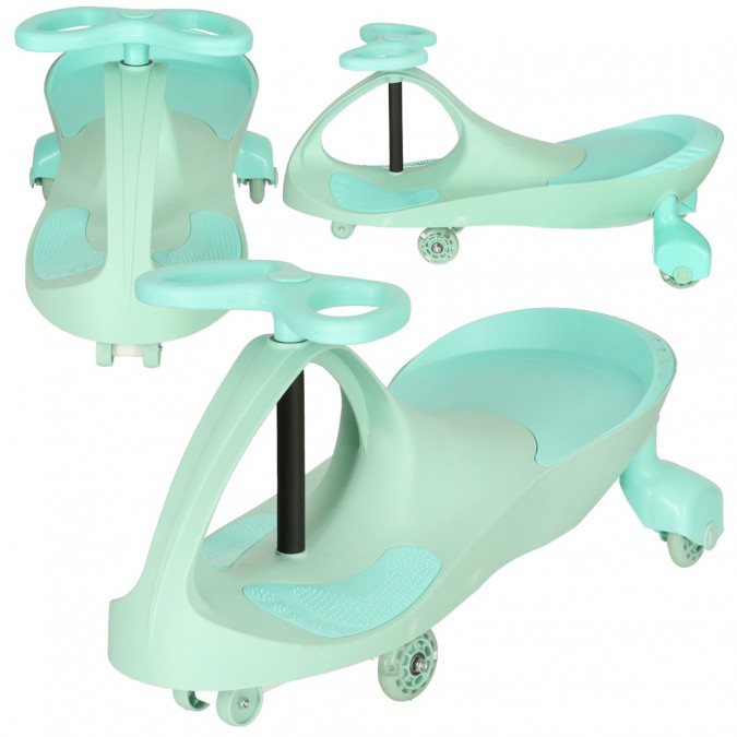 Gravity ride-on cu roti led luminoase verde menta