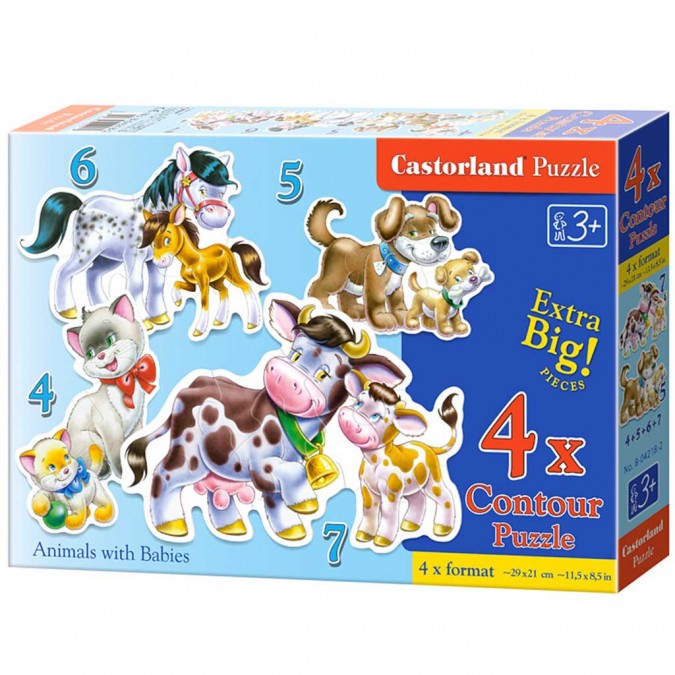 Puzzle 4 in 1 animale, +3 ani