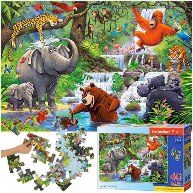 Puzzle 40 piese   - Animale din jungla